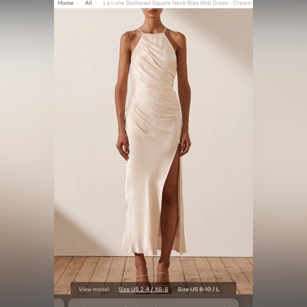 Shona Joy La Lune Square Neck Midi Dress - Cream